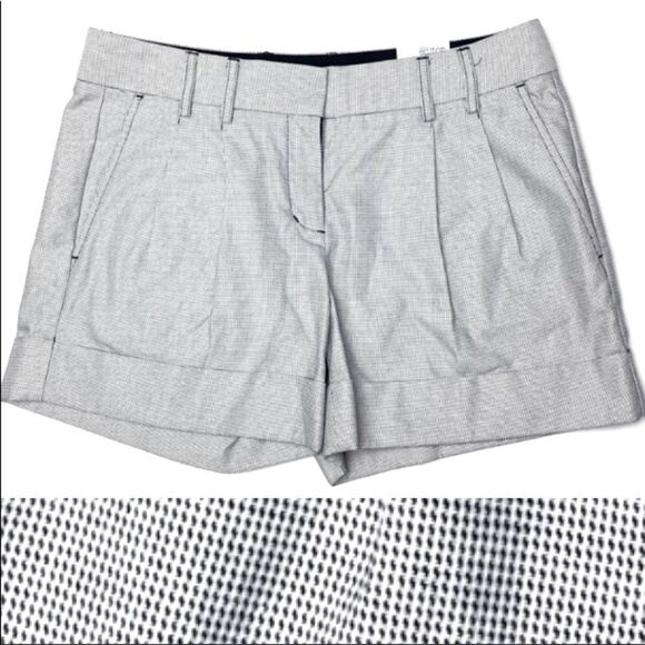 Express Editor Black and White Houndstooth Pleated Cuffed Shorts - Picture 1 of 14